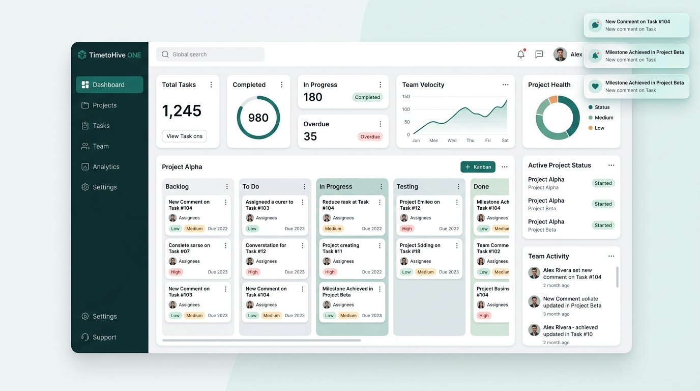 TimetoHive ONE Workspace Dashboard